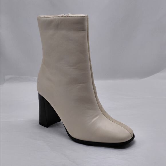 Journee Collection Womens 8.5 Ivory Vegan Leather Croc Chunky Block Heel Boots - Picture 12 of 13